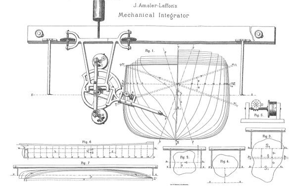 طراحی دستی از جمع‌کنندهٔ مکانیکیِ جی. آمسلر-لافون