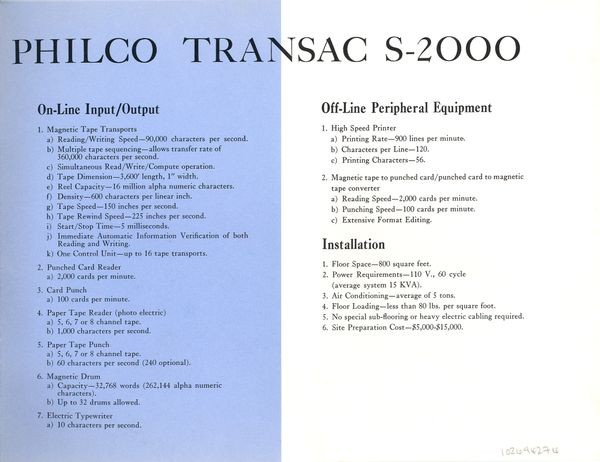 کتابچۀ رایانۀ Transac S-2000 ساخت فیلکو7